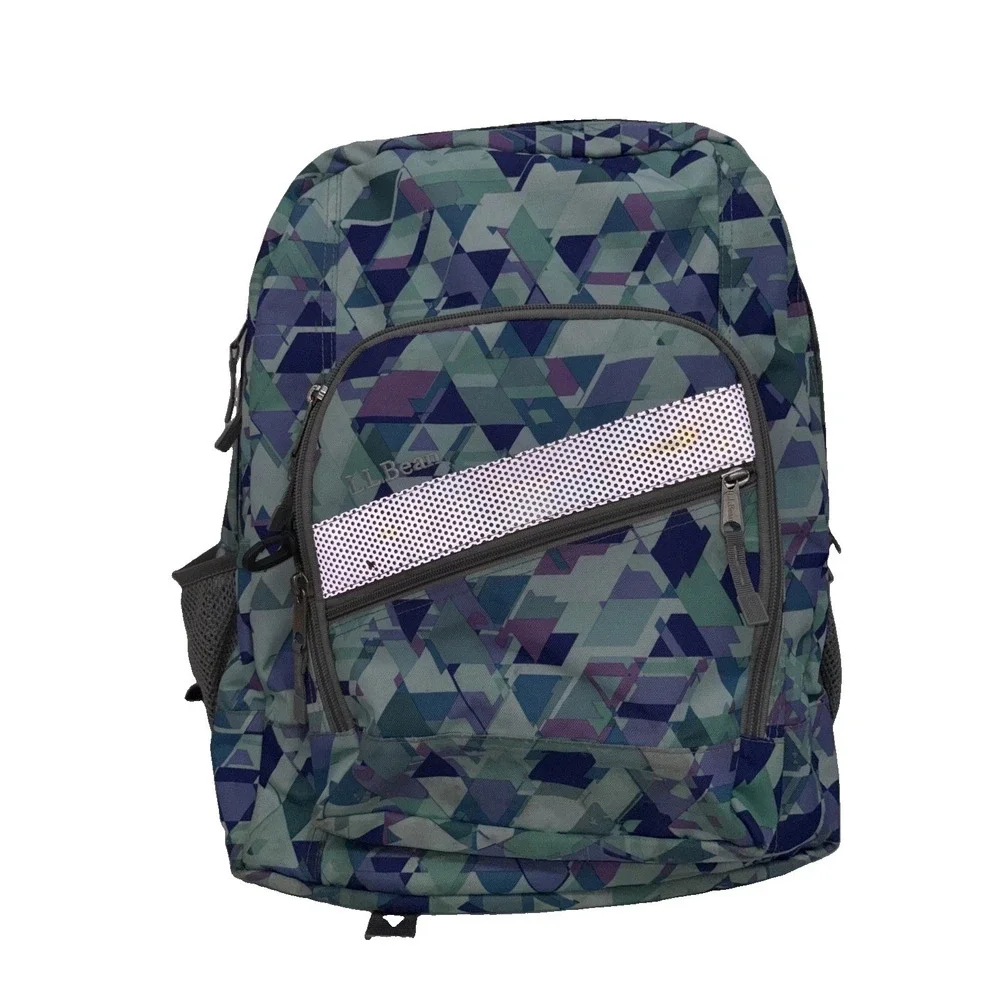 LL Bean Kids Deluxe Book Pack 37L Weatherproof Periwinkle Sky Chevron Backpack